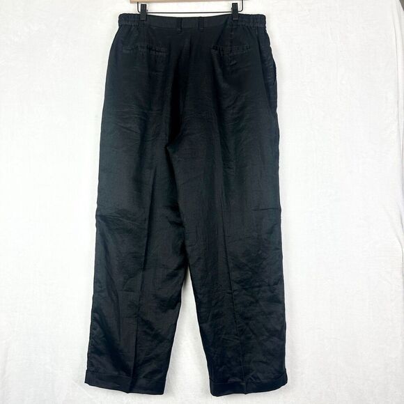 Delf Collection Linen Trouser Pants Size 36x28.5 Black Lined Pleat Front - Picture 2 of 6